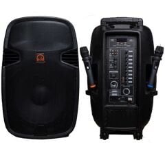 Odo CA-12 UHF Taşınabilir Hoparlör – 12 İnç, Akülü, Bluetooth, Çift El Telsiz Mikrofonlu
