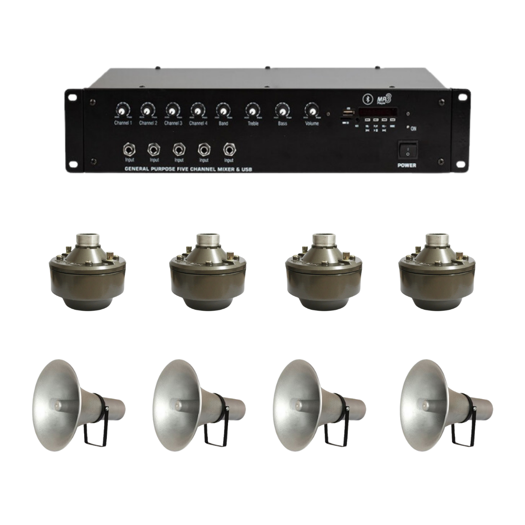 150 Watt Minare Ses Sistemi Paketi – (Anfi + 4 Hoparlör)